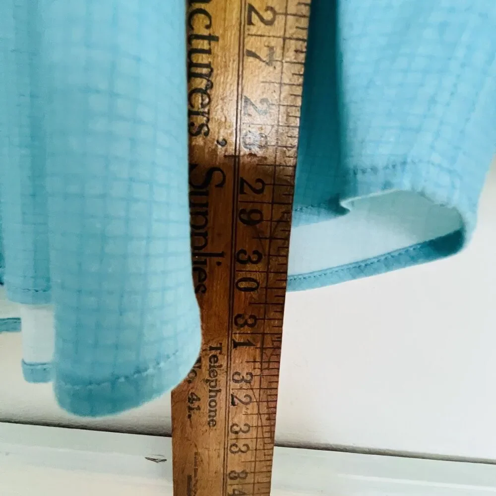 Buttercloth Mens Shirt 2XL Aqua Blue Micro Check Button Up Cotton Flip Cuff - Picture 10 of 11